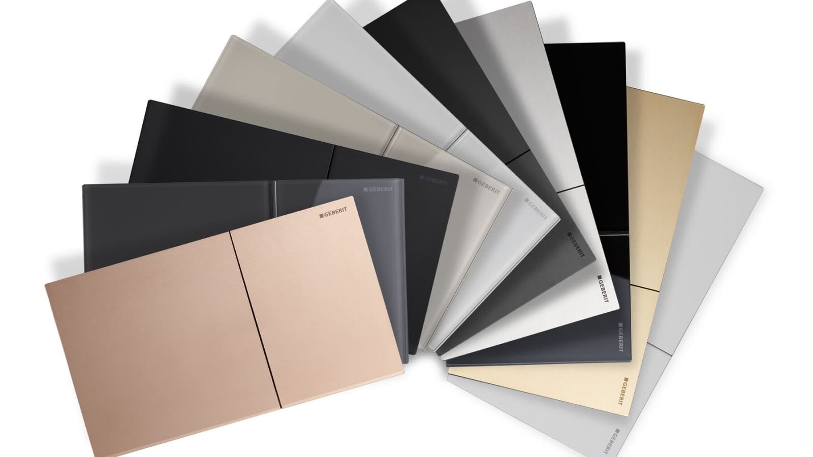 Različne površine, ki so na voljo za aktivirno tipko Geberit Sigma70 Različne površine, ki so na voljo za aktivirno tipko Geberit Sigma70