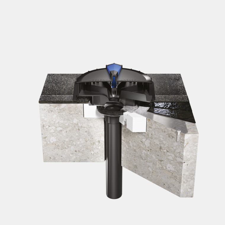 Vgradnja sistema Geberit Pluvia na betonsko streho z bitumensko strešno folijo Vgradnja sistema Geberit Pluvia na betonsko streho z bitumensko strešno folijo