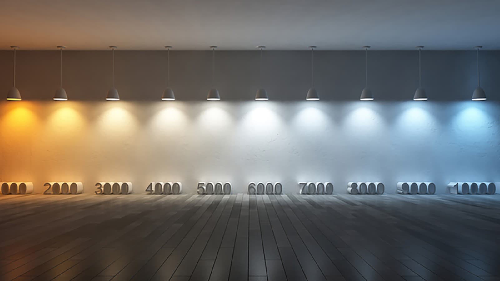 Ilustracija barvne temperature z različnimi vrednostmi kelvina (© iStock.com/SuriyaKK Ilustracija barvne temperature z različnimi vrednostmi kelvina (© iStock.com/SuriyaKK