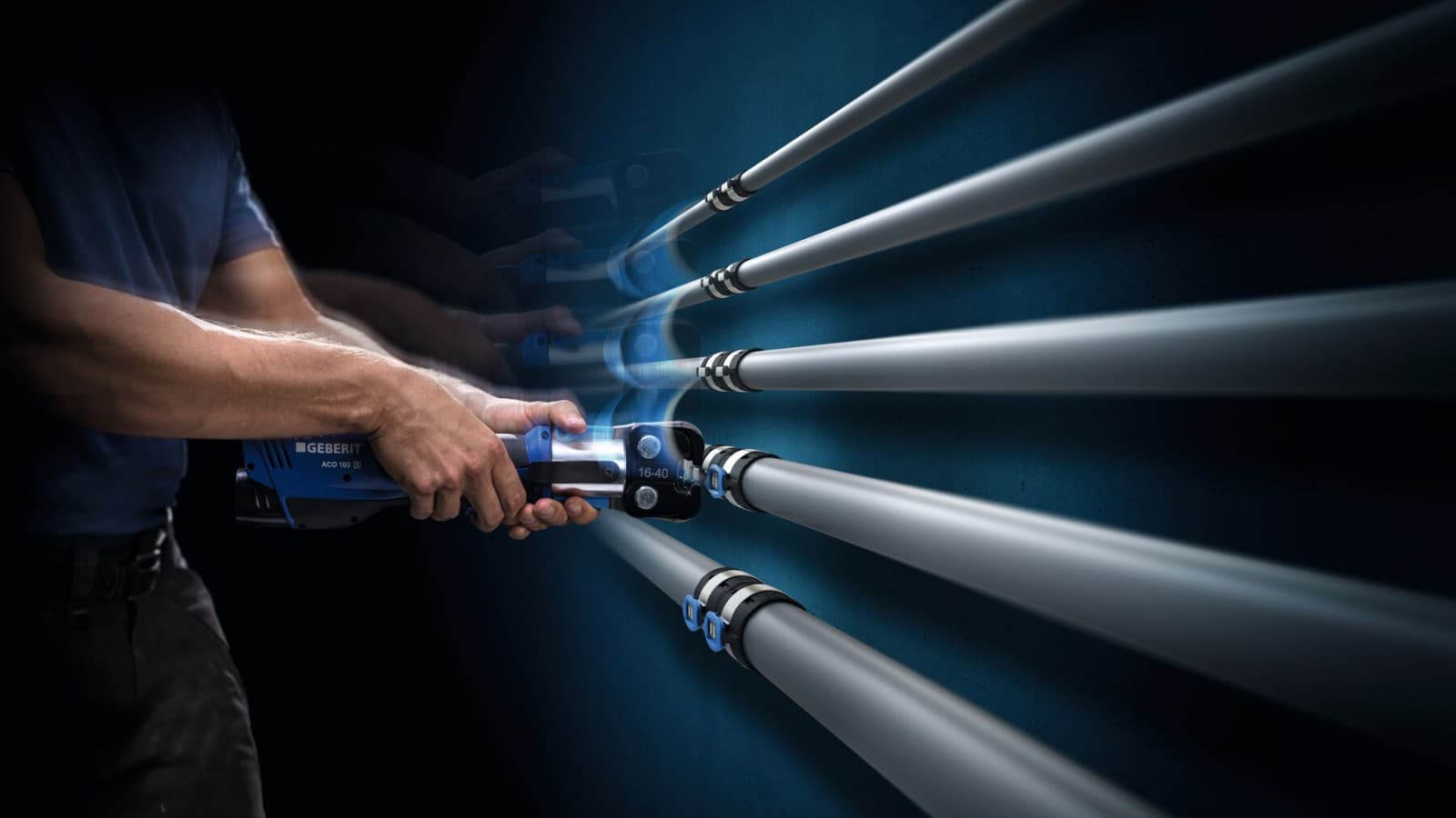 Ročne stiskalne klešče za Geberit FlowFit za dimenzije d16 do d40 Ročne stiskalne klešče za Geberit FlowFit za dimenzije d16 do d40